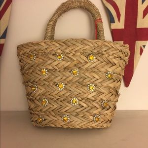 Never worn, Warehouse x Shrimps straw bucket bag.